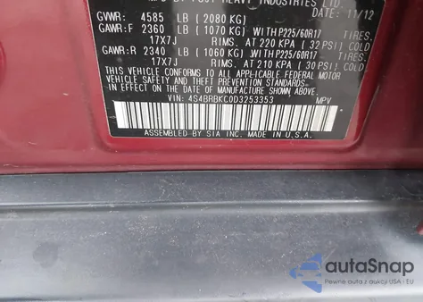 2013 Subaru Outback 2.5I Limited z USA, uszkodzony, nr VIN 4S4BRBKC0D3253353